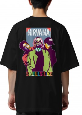 Rock Avenue - Oversized T-Shirt Nirvana Art1 Rock Avenue Black