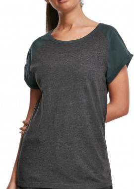 Urban Classics - Ladies Contrast Raglan Tee Urban Classics TB1913-02251 charcoal/bottlegreen