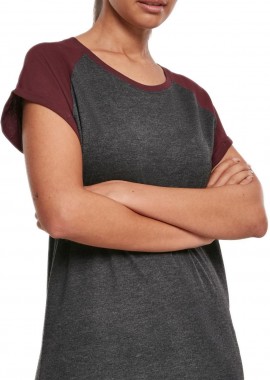 Urban Classics - Ladies Contrast Raglan Tee Urban Classics TB1913-02252 charcoal/redwine