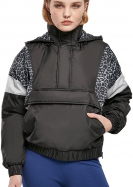 Urban Classics - Ladies AOP Mixed Pull Over Jacket Urban Classics TB3063-04030 black/snowleo/lightasphalt