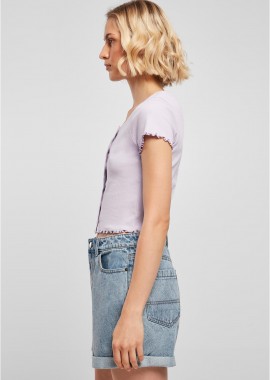 Urban Classics - Ladies Cropped Button Up Rib Tee Urban Classics TB4103-00145 lilac
