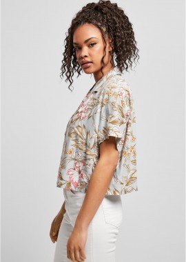 Urban Classics - Ladies Viscose Resort Shirt Urban Classics TB4365-03149 lightblue hibiscus