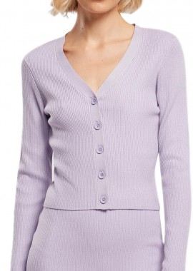 Urban Classics - Ladies Short Rib Knit Cardigan Urban Classics TB4806-00145 lilac