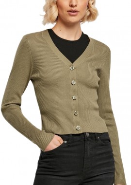 Urban Classics - Ladies Short Rib Knit Cardigan Urban Classics TB4806-00472 khaki