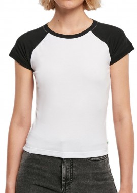 Urban Classics - Ladies Organic Stretch Short Retro Baseball Tee Urban Classics TB5075-01248 white/black