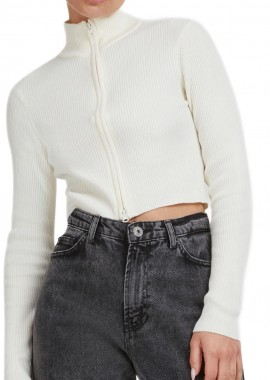 Urban Classics - Ladies Cropped Rib Knit Zip Cardigan Urban Classics TB5089-02903 whitesand