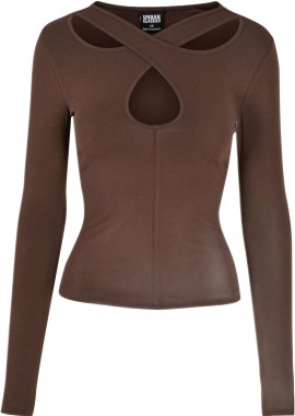 Urban Classics - Ladies Crossed Cut Out Longsleeve Urban Classics TB5479-00075 brown