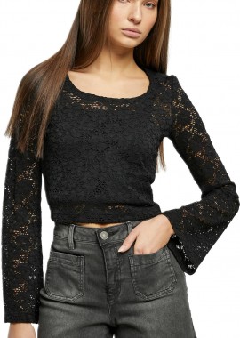 Urban Classics - Ladies Cropped Lace Longsleeve Urban Classics TB5973-00007 black