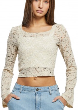 Urban Classics - Ladies Cropped Lace Longsleeve Urban Classics TB5973-03680 softseagrass