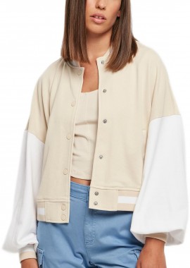 Urban Classics - Ladies Oversized 2 Tone College Terry Jacket Urban Classics TB6003-03689 softseagrass/white
