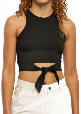 Urban Classics - Ladies Cropped Knot Top Urban Classics TB6048-00007 black