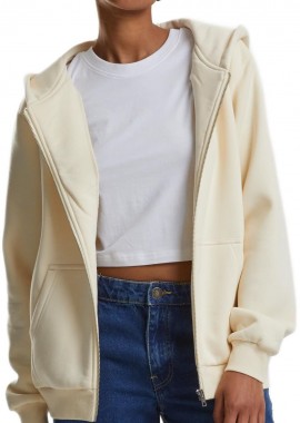 Urban Classics - Ladies Fluffy Zip Hoody Urban Classics TB7286-02903 whitesand