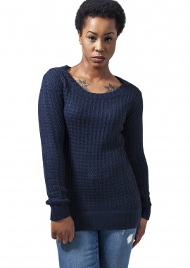 Urban Classics - Ladies Long Wideneck Sweater Urban Classics TB739-00155 navy