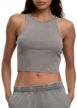 Urban Classics - Ladies Washed Rib Jersey Cropped Top Urban Classics TB7482-17822 steelgrey