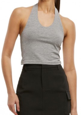 Urban Classics - Ladies Basic Neckholder Jersey Top Urban Classics TB7533-03061 heathergrey