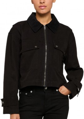 Urban Classics - Ladies Workwear Cropped Cotton Jacket Urban Classics TB7726-00007 black