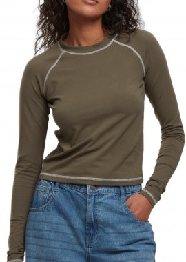 Urban Classics - Ladies Contrast Jersey Longsleeve Urban Classics TB7730-00176 olive
