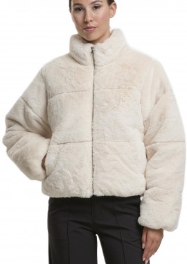 Urban Classics - Ladies Short Faux Fur Puffer Jacket Urban Classics TB7935-02903 whitesand