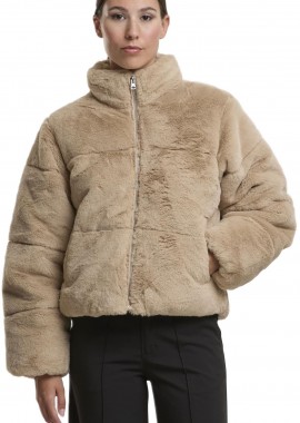 Urban Classics - Ladies Short Faux Fur Puffer Jacket Urban Classics TB7935-04732 wetsand