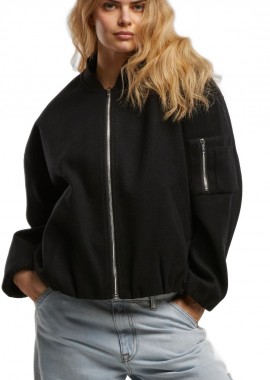 Urban Classics - Ladies Faux Wool Bomber Jacket Urban Classics TB8107-00007 black