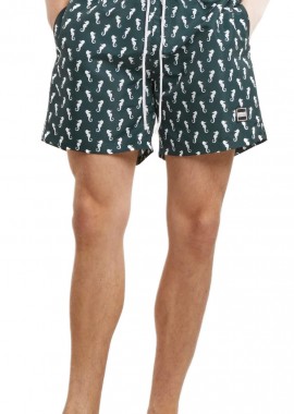 Urban Classics - PatternιSwim Shorts Urban Classics TB2679-20454 darkgreenseahorse