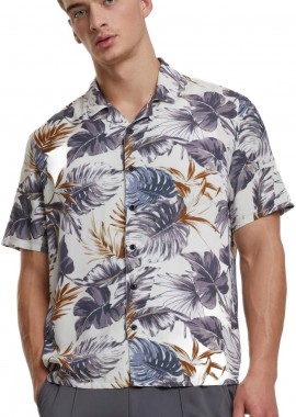 Urban Classics - Viscose AOP Resort Shirt Urban Classics TB4150-20678 blueleaves
