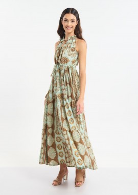 - Φόρεμα BLE Maxi Με Boho Print