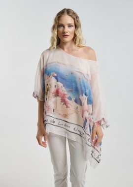- ΜπλούζαΑσύμμετρη Oversized Νυχτερίδα Με Print