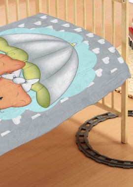 Dimcol - ΚΟΥΒΕΡΤΑ bebe Rainy Bears 07 110Χ140 Grey Βελουτέ polyester