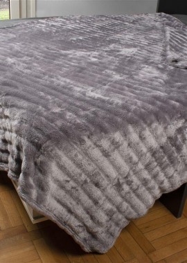 Dimcol - ΚΟΥΒΕΡΤΑ Coral Fleece Ριγέ 160X220 300gsm 16 Grey 100% Polyester