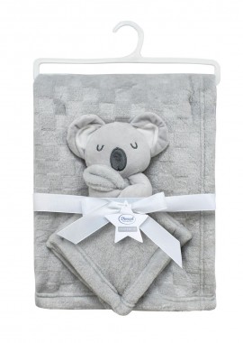 Dimcol - Νάνι-Πανάκι Παρηγοριάς bebe σετ 2 τεμ. Koala 10 33X33 + Κουβέρτα Coral Fleece 75X100 cm Grey 100% Polyester
