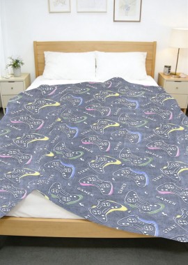 Dimcol - Κουβέρτα Fleece φωσφορίζουσα Gamer 175x225 Dark Blue 100% Polyester