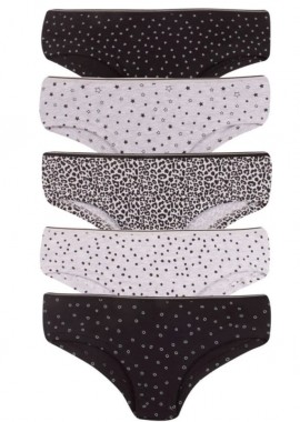 Donella - Γυναικείο Κυλοτάκι Hipster Donella Black +amp; Grey Σετ 5 Τεμάχια All Colors