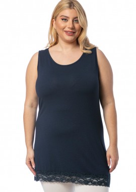 - Αμάνικο light τοπ με δαντέλα σε μπλε