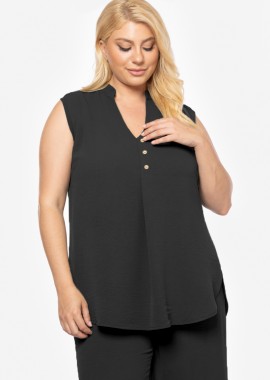 - Αμάνικη μπλούζα με κουμπιά σε μαύρο χρώμα