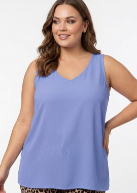 - Αμάνικη μπλούζα με V σε ίντιγκο χρώμα