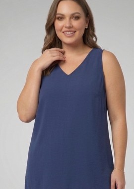 - Αμάνικη μπλούζα με V σε μπλε σκούρο χρώμα