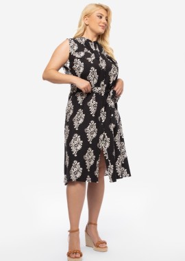 - Αμάνικο εμπριμέ σεμιζιέ φόρεμα σε μαύρο/άσπρο χρώμα