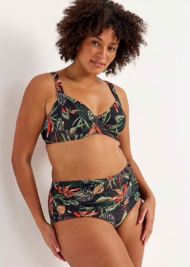 - Bikini top με μπανέλα σε tropical print plus size