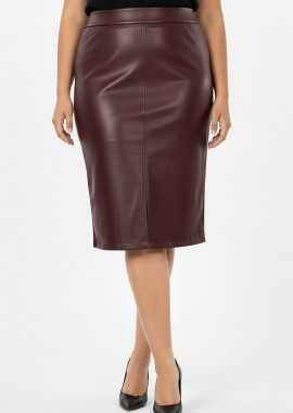 - Midi pencil eco leather φούστα σε μπορντώ χρώμα