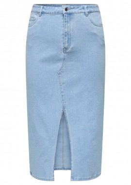 - Jean φούστα με άνοιγμα σε denim light blue χρώμα