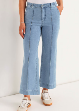 - Jean παντελόνι 7/8 με νερβίρ σε denim light blue χρώμα plus size
