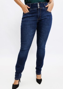 - Jean παντελόνι με 3 κουμπιά σε dark blue denim χρώμα