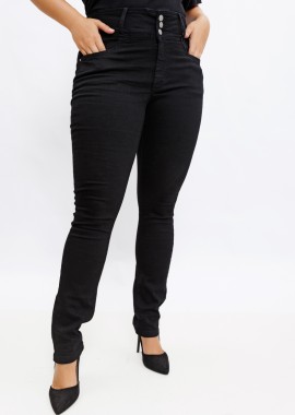- Jean παντελόνι με 3 κουμπιά σε denim black χρώμα