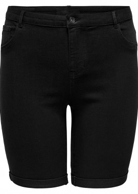 - Jean shorts με ρεβέρ τελείωμα σε denim black χρώμα