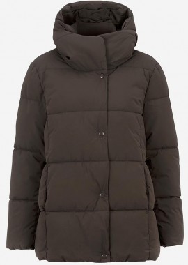 - Κοντό μπουφάν με κουκούλα σε καφέ χρώμα