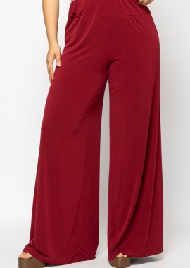 - Light παντελόνα φαρδιά σε μπορντώ χρώμα plus size