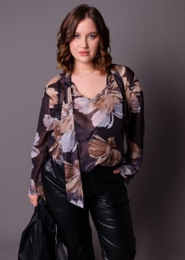 - Lurex floral μπλούζα σε γκρι/μπεζ χρώμα