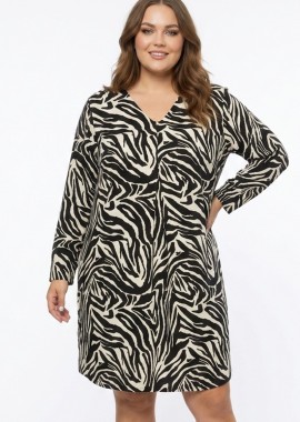 - Mini φόρεμα animal print σε λευκό/μαύρο χρώμα