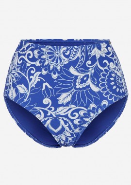 - Εμπριμέ ψηλόμεσο bikini-slip σε λευκό/μπλε χρώμα